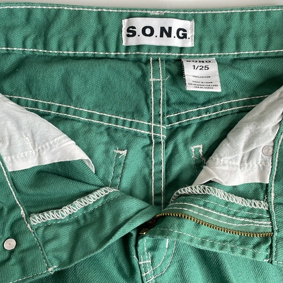 S.O.N.G 90’s Boyfriend Cargo Pants High Rise Green Size 1/25 - Picture 9 of 15